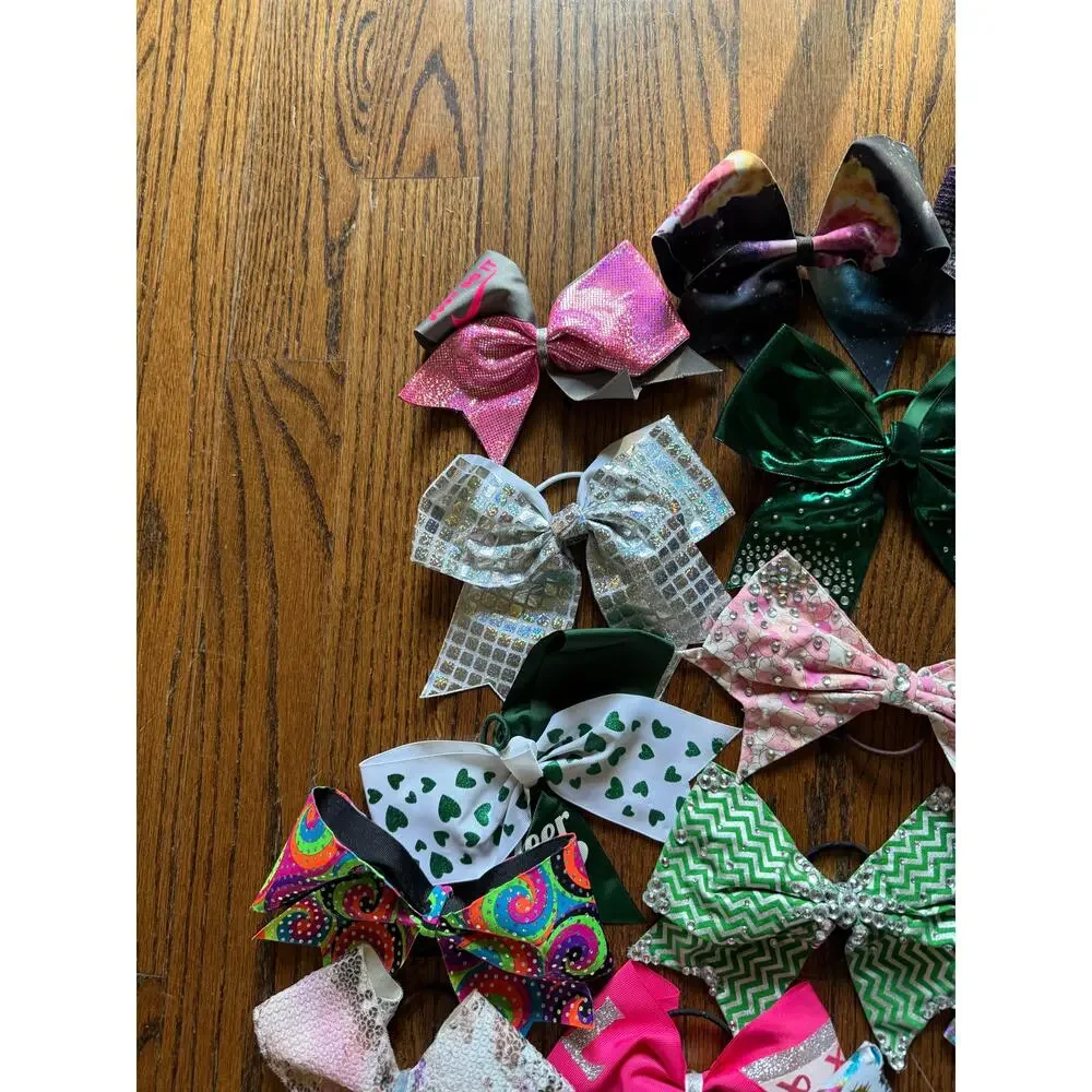 26 Cheer Bow Bundle Practice Competition Summit Worlds Sparkle Iridescent Sequin